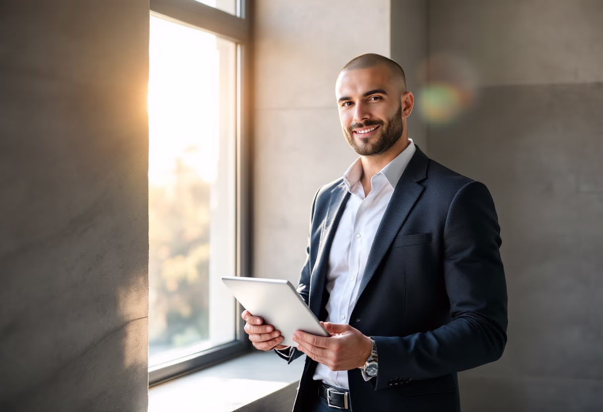 image of business professional reviewing analytics (for a hr tech)